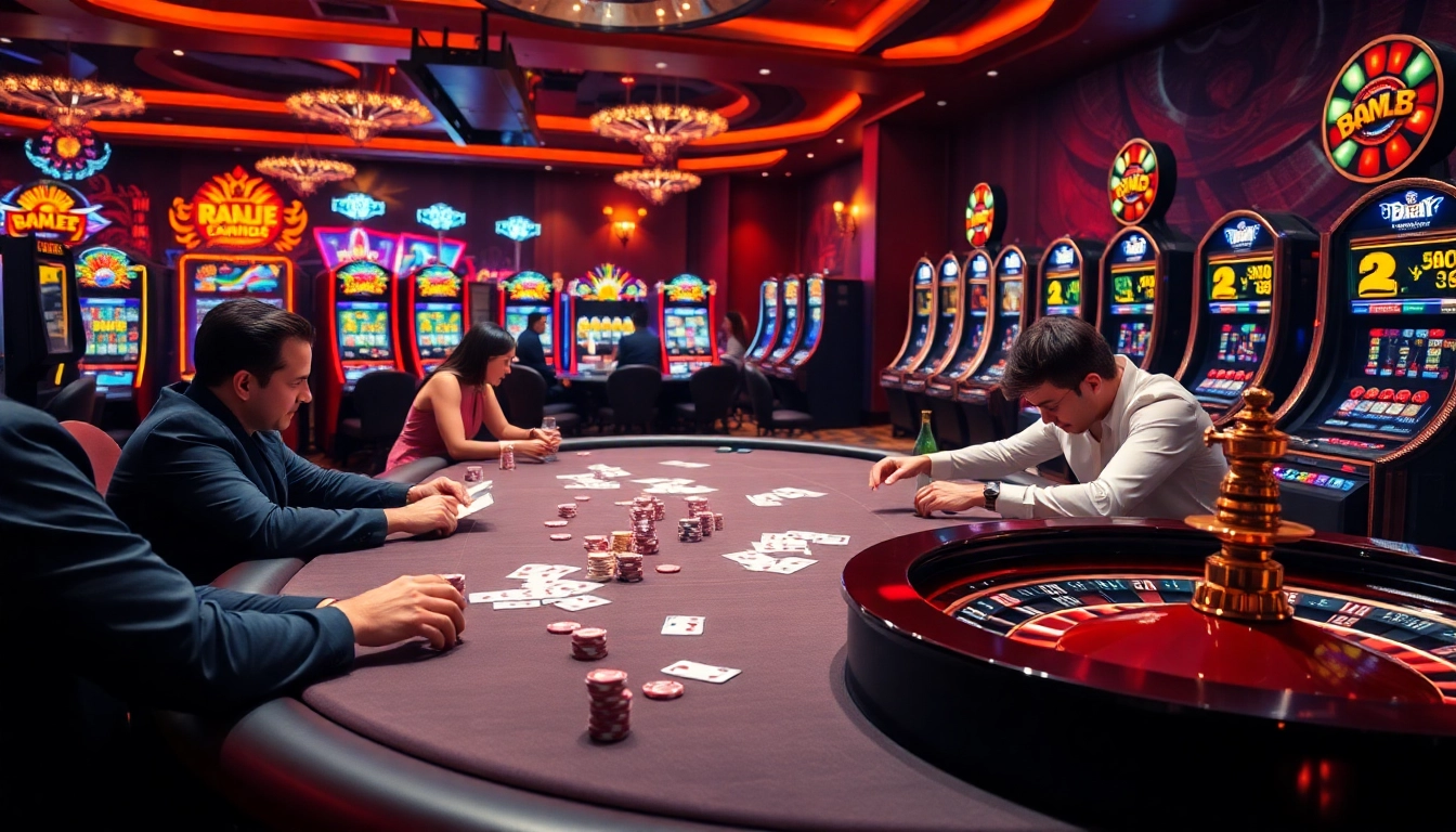 Babeh188 players focus on a high-stakes poker table under warm casino lights
