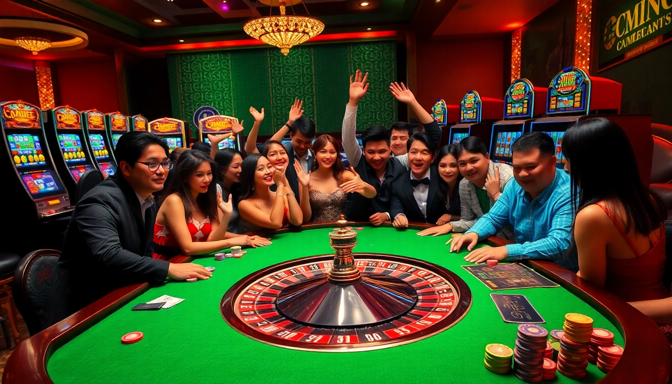 Experience the thrill of gambling at https://go8.sa.com/ as players win big at a vivid casino roulette table.